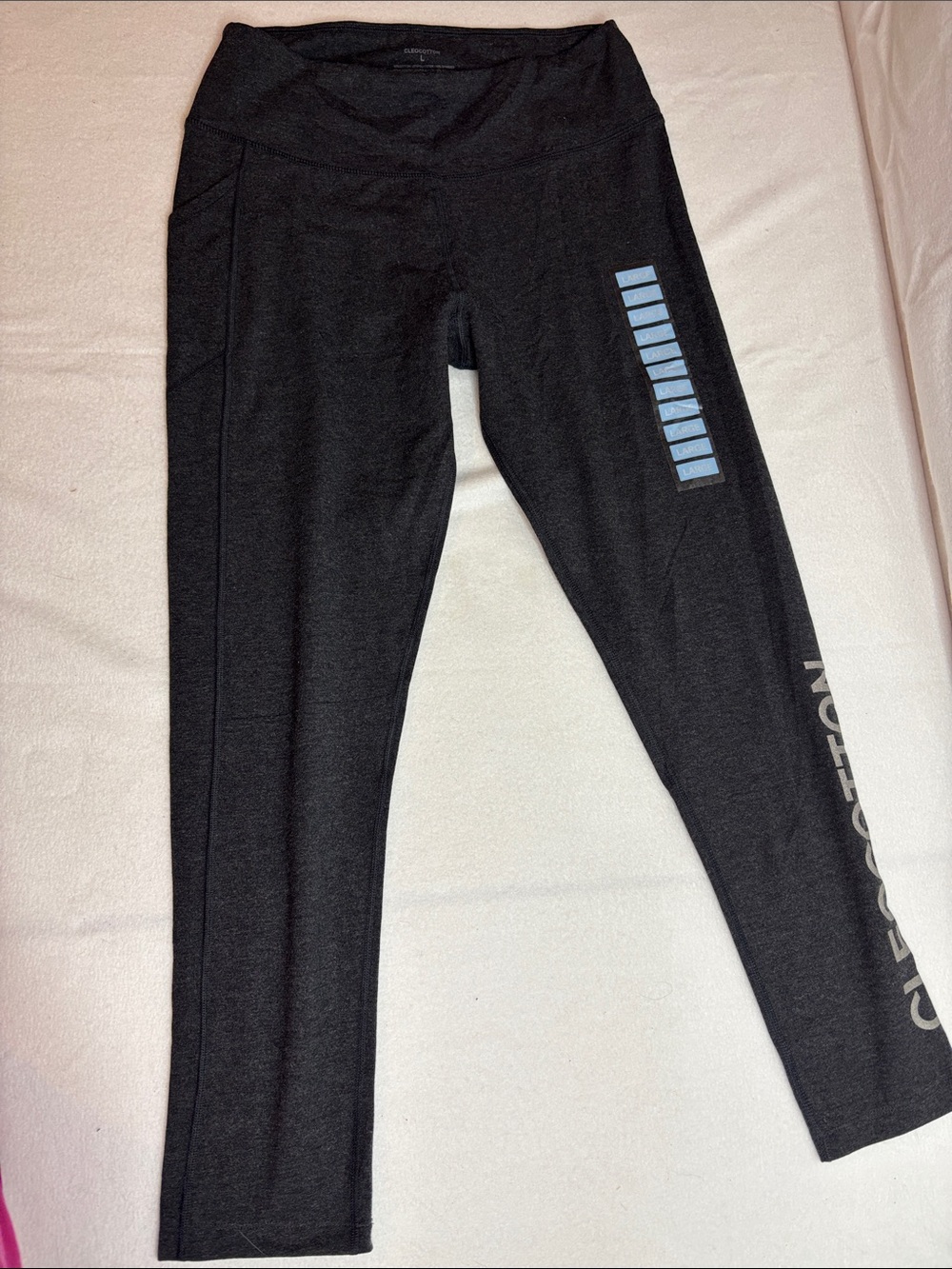 High-Waist Black Performance Leggings with Silver Branding